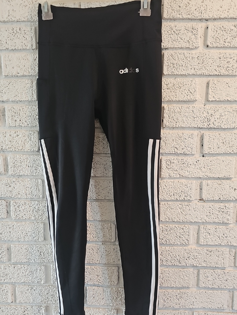 adidas Black Leggings with White Side Stripes